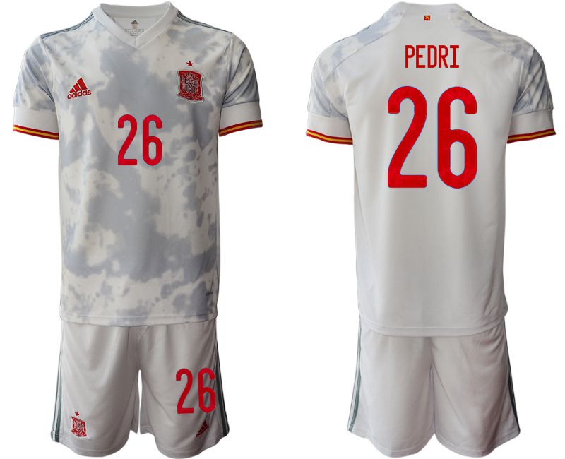 Men 2020-2021 European Cup Spain away white #26 Adidas Soccer Jersey->spain jersey->Soccer Country Jersey
